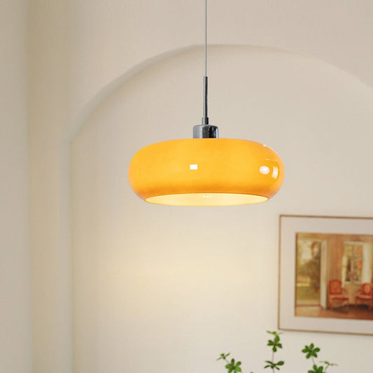 Glazen Hanglamp Hailie – Dimbaar Retro Modern Design in Oranje en Wit voor Eetkamer, Woonkamer of Slaapkamer 1