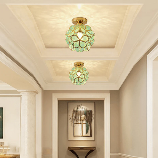 Luxe Glazen Plafondlamp met Bloemenontwerp - Energiezuinige LED Plafonniere voor Woonkamer en Slaapkamer 2