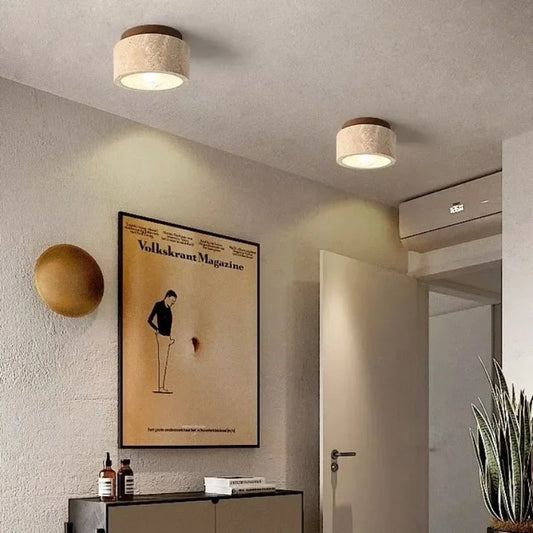 Luxe Travertinen Hanglamp met Geïntegreerde LED Verlichting voor Hal en Trap – Modern en Minimalistisch Ontwerp 1