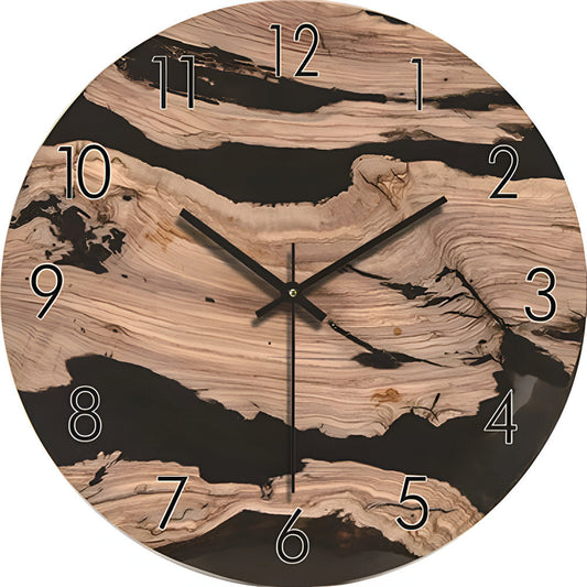 Minimalistische Houten Wandklok D30cm met Stil Quartz Mechanisme voor Moderne Interieurs 1