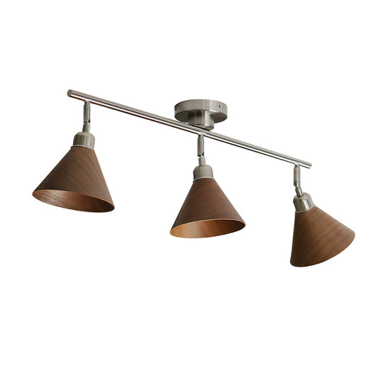 Moderne Zwarte Plafondlamp met Verstelbare Houten Kappen en Metalen Frame voor Keuken en Eetkamer 1