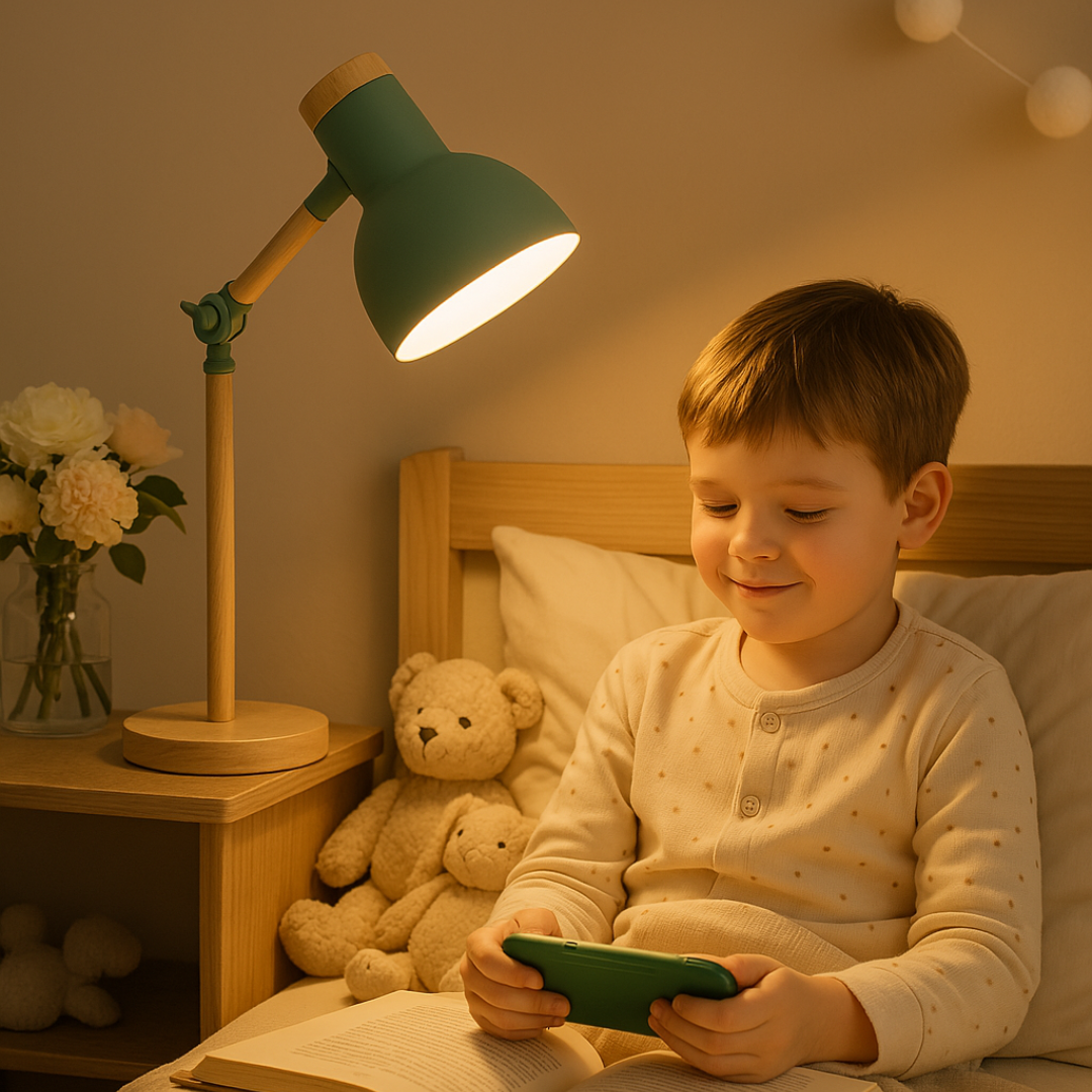 Scandinavische Houten Tafellamp, Inklapbaar en Verstelbaar Ontwerp, 45 cm Hoogte, E26/E27 Fitting, Zachte Verlichting 4