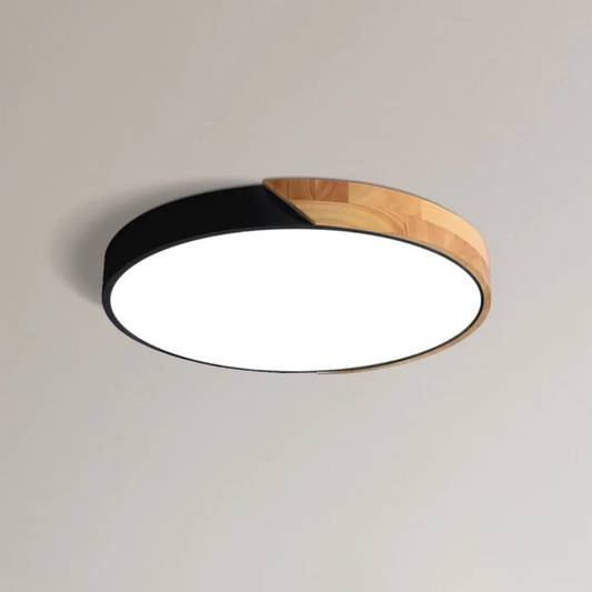 Scandinavische LED Plafondlamp van Hout - Energiezuinig Design voor Slaapkamer en Woonkamer - D23/D30 cm 0