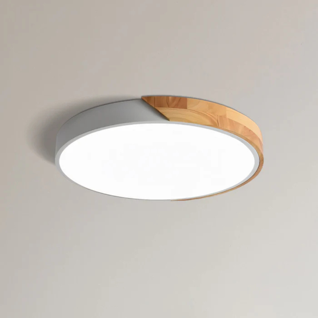 Scandinavische LED Plafondlamp van Hout - Energiezuinig Design voor Slaapkamer en Woonkamer - D23/D30 cm 9