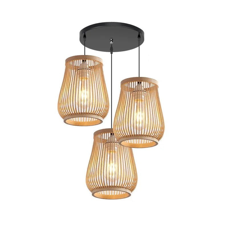 Set van 3 Rotan Hanglampen van Bamboe voor Woonkamer en Slaapkamer - Natuurlijke Verlichting met Bohemian Touch 12