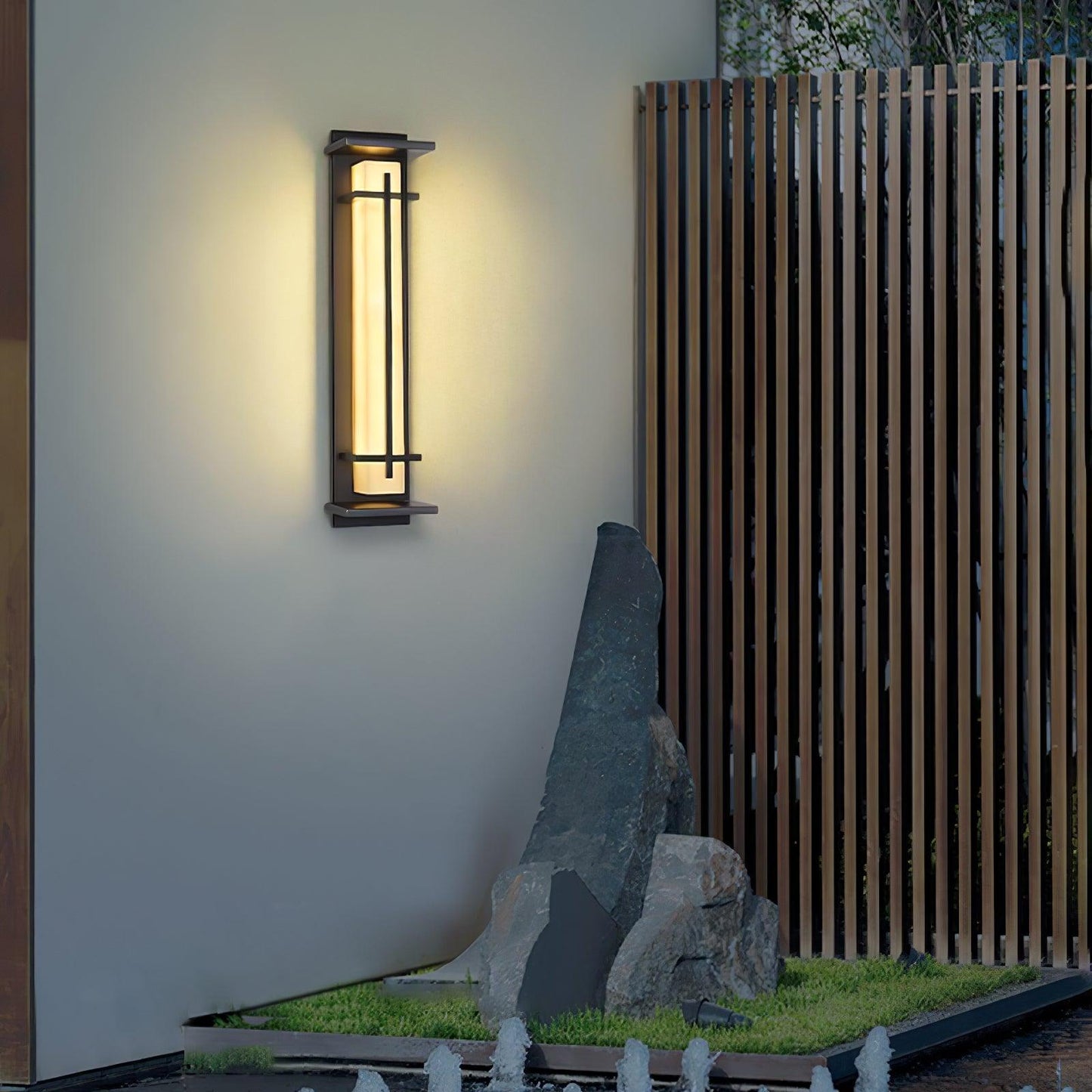 Moderne Buitenlamp met Marmerlook & RVS – IP65 LED Wandlamp