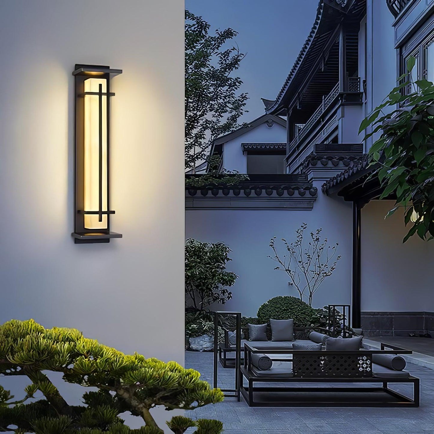 Moderne Buitenlamp met Marmerlook & RVS – IP65 LED Wandlamp
