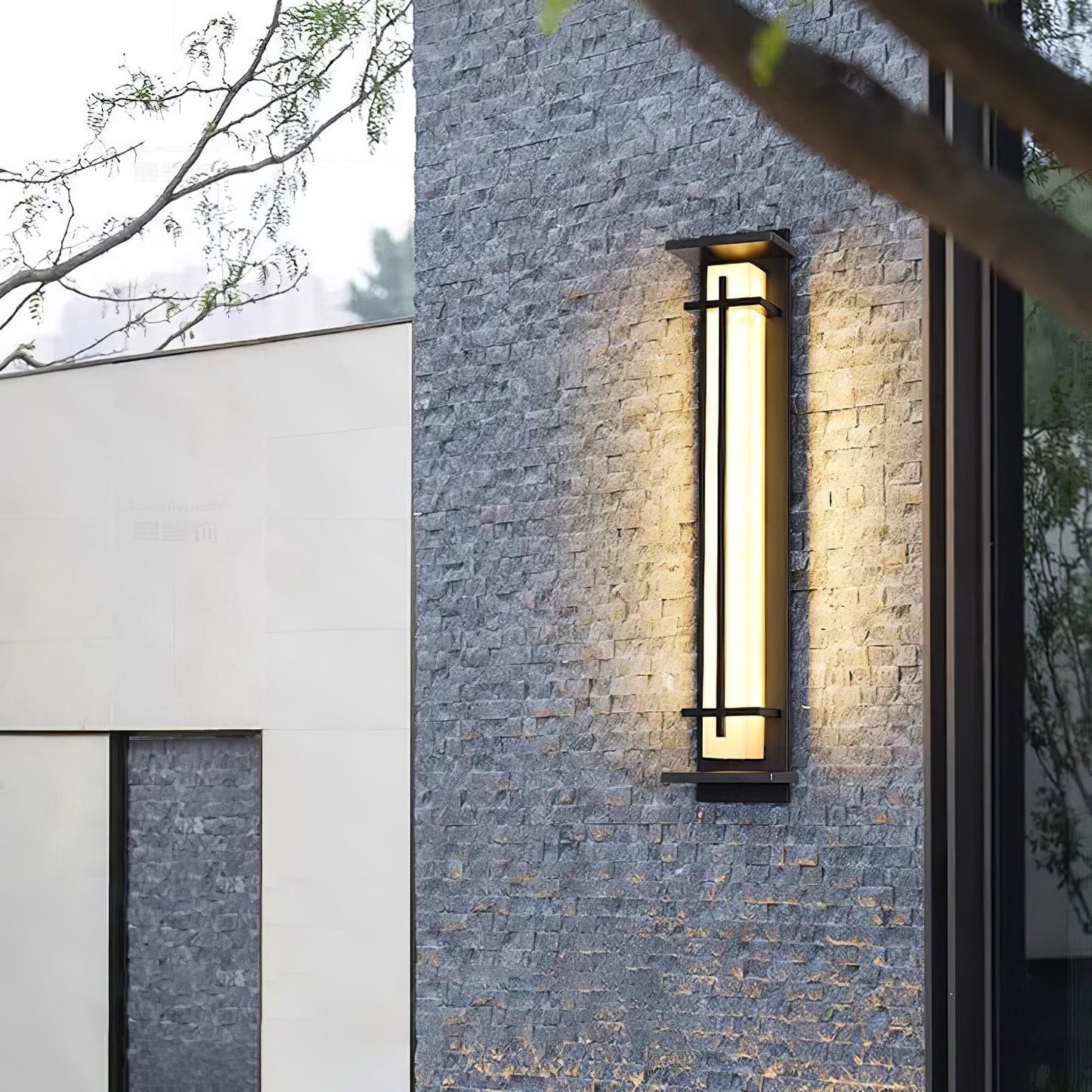 Moderne Buitenlamp met Marmerlook & RVS – IP65 LED Wandlamp