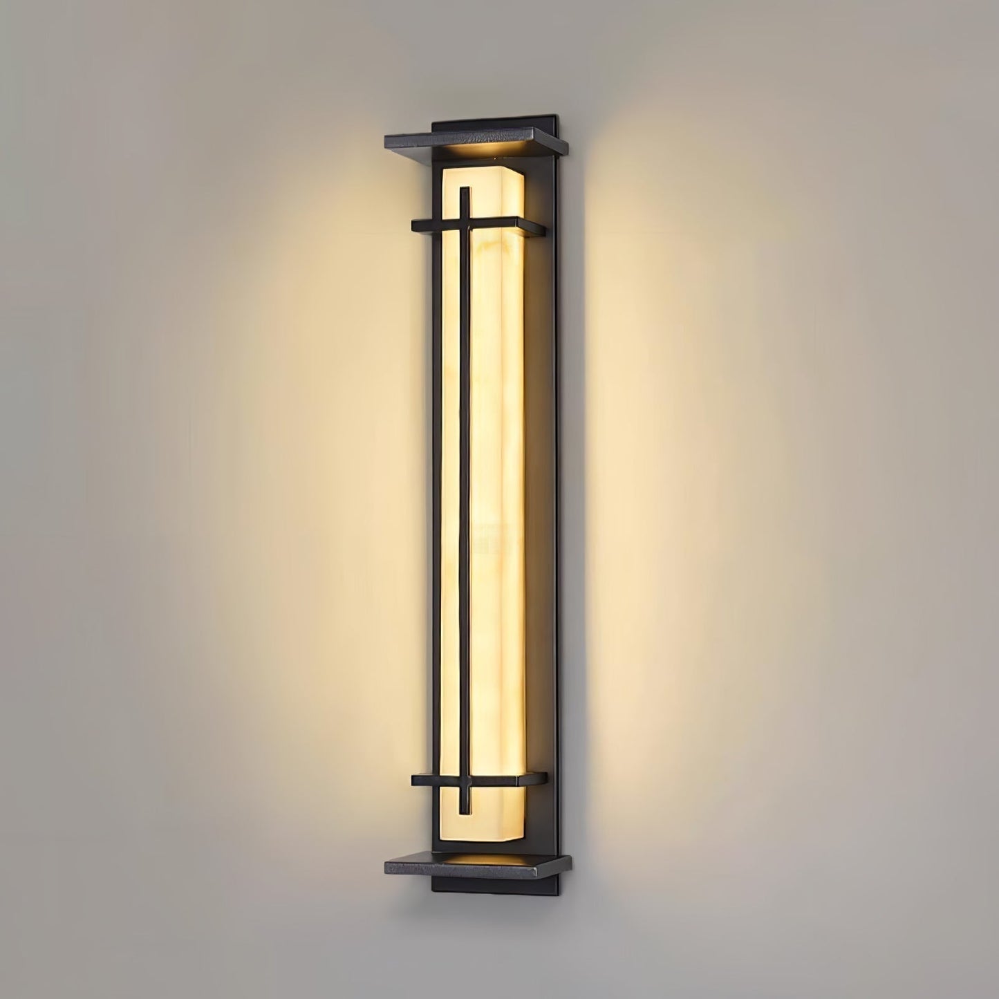 Moderne Buitenlamp met Marmerlook & RVS – IP65 LED Wandlamp