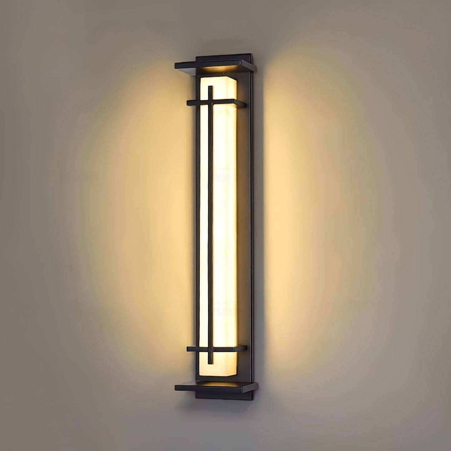 Moderne Buitenlamp met Marmerlook & RVS – IP65 LED Wandlamp