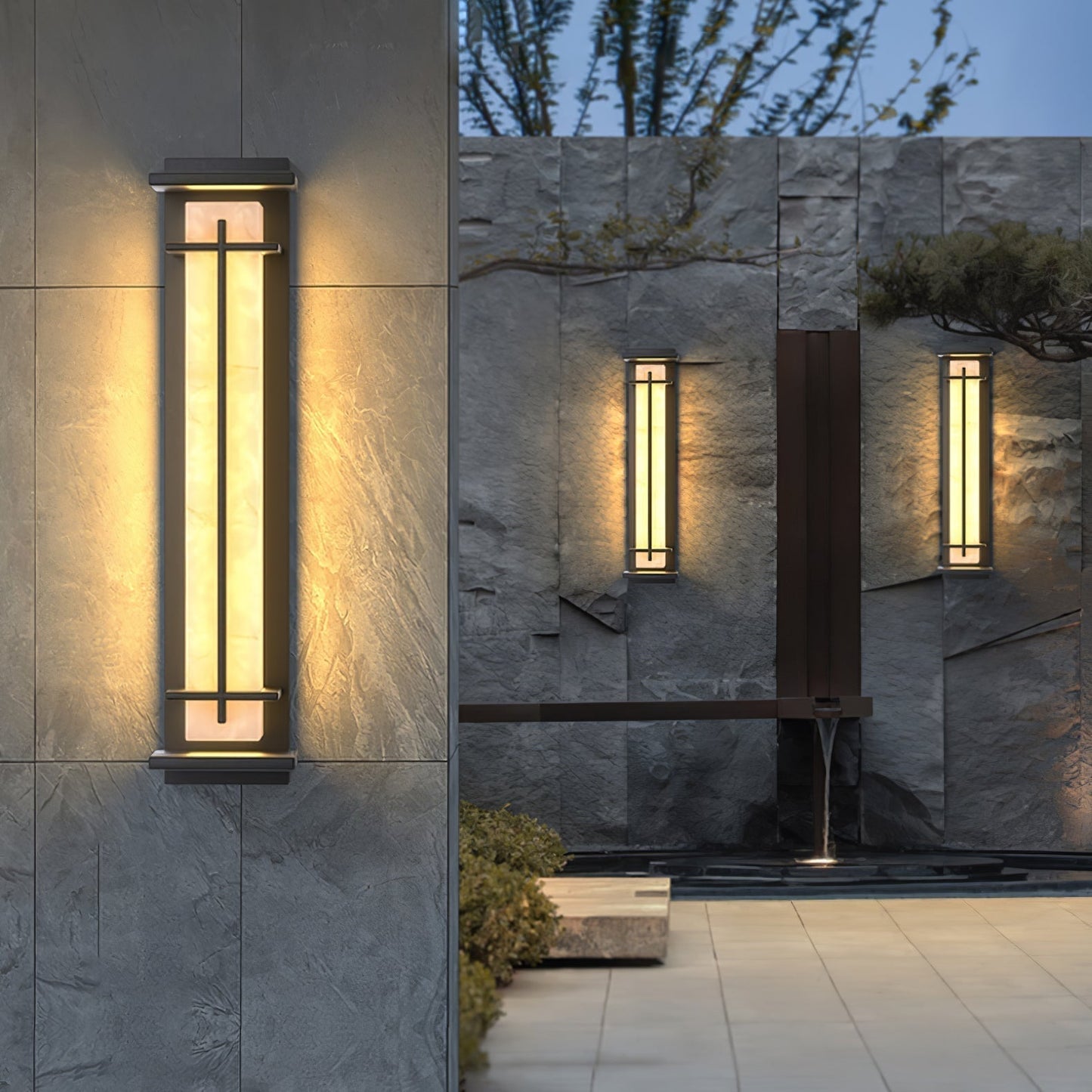 Moderne Buitenlamp met Marmerlook & RVS – IP65 LED Wandlamp