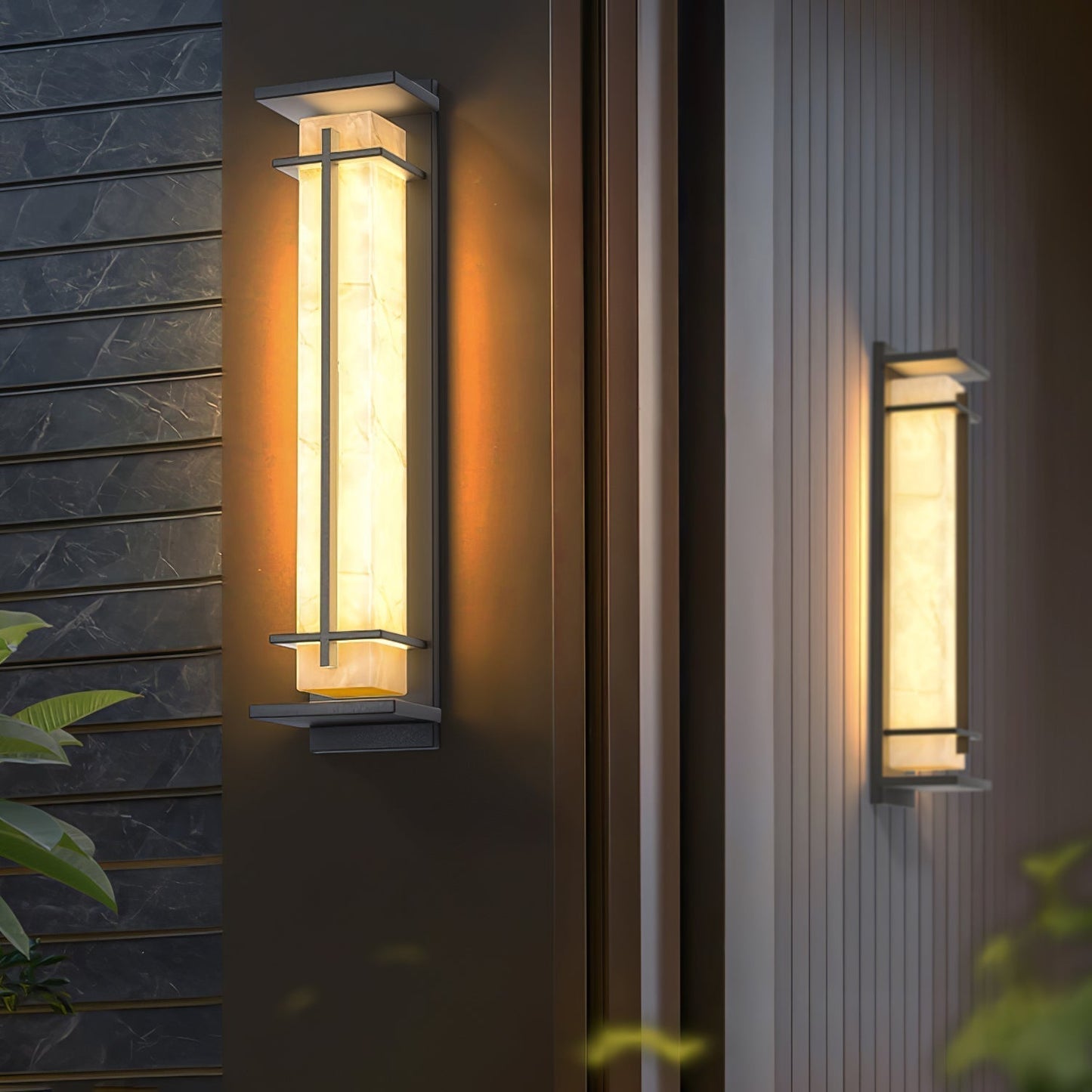 Moderne Buitenlamp met Marmerlook & RVS – IP65 LED Wandlamp