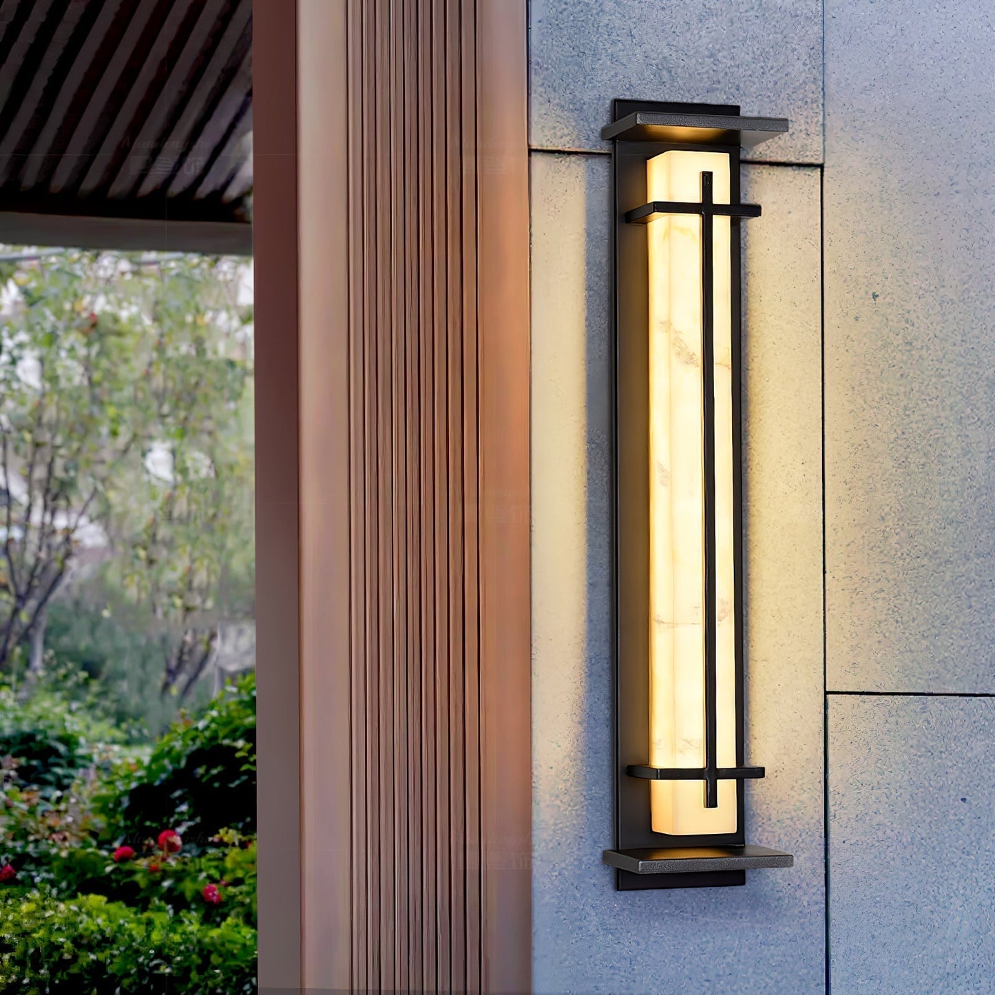 Moderne Buitenlamp met Marmerlook & RVS – IP65 LED Wandlamp