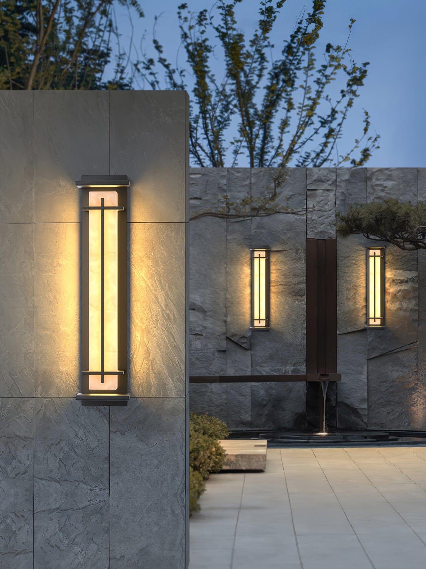 Moderne Buitenlamp met Marmerlook & RVS – IP65 LED Wandlamp