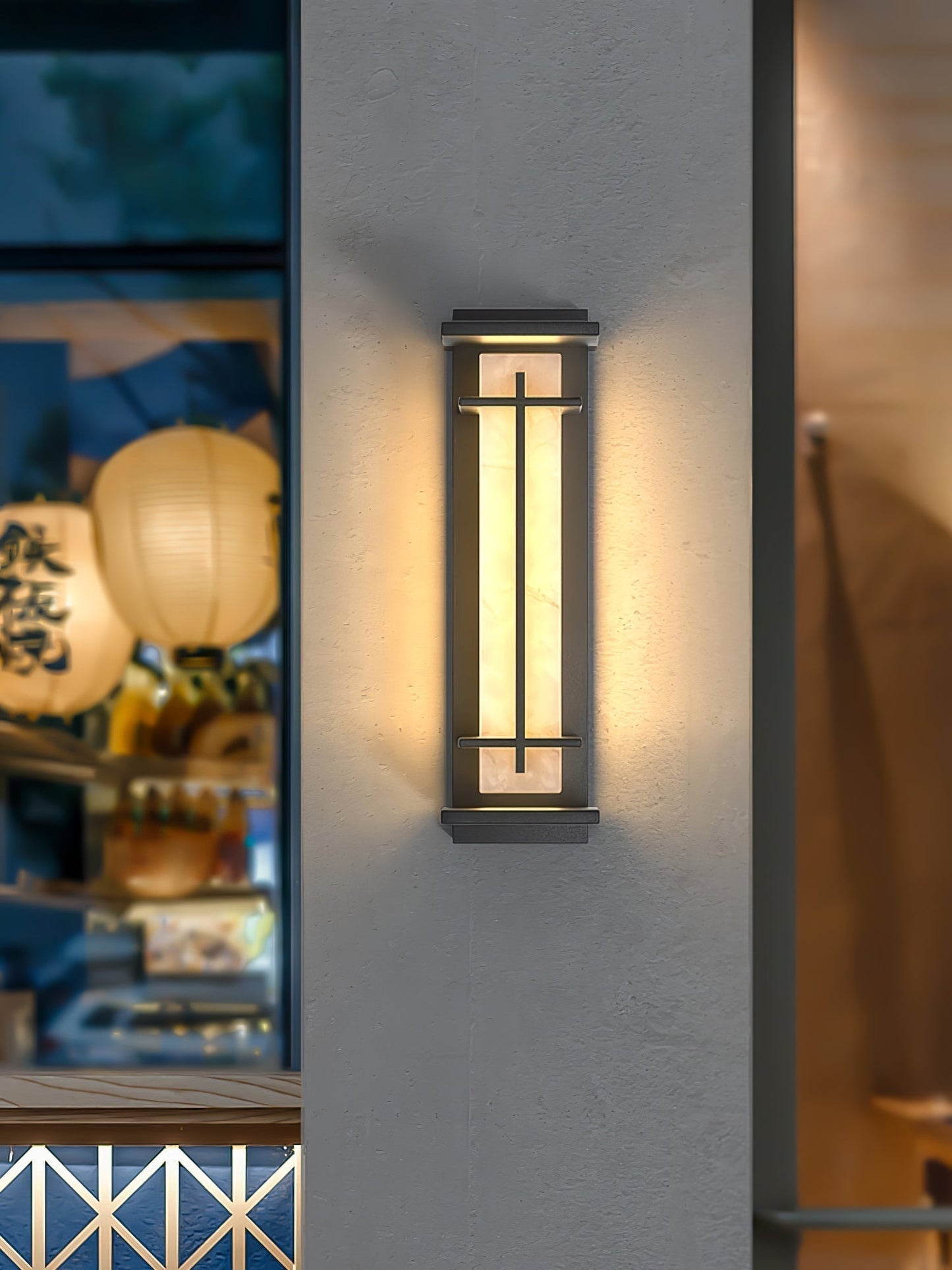 Moderne Buitenlamp met Marmerlook & RVS – IP65 LED Wandlamp