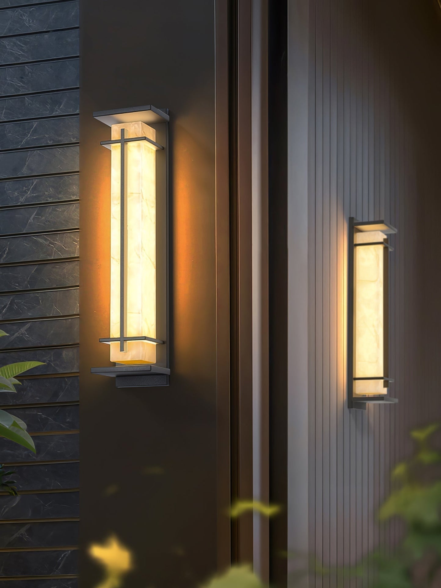 Moderne Buitenlamp met Marmerlook & RVS – IP65 LED Wandlamp