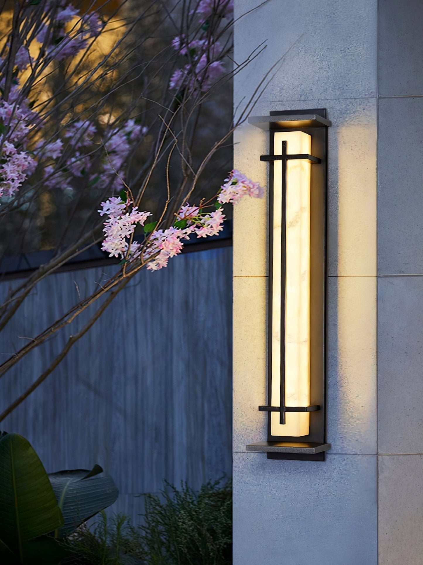 Moderne Buitenlamp met Marmerlook & RVS – IP65 LED Wandlamp