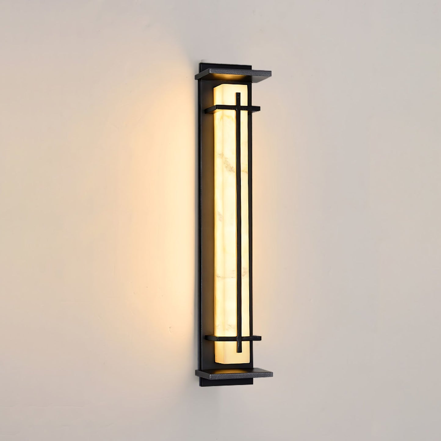 Moderne Buitenlamp met Marmerlook & RVS – IP65 LED Wandlamp