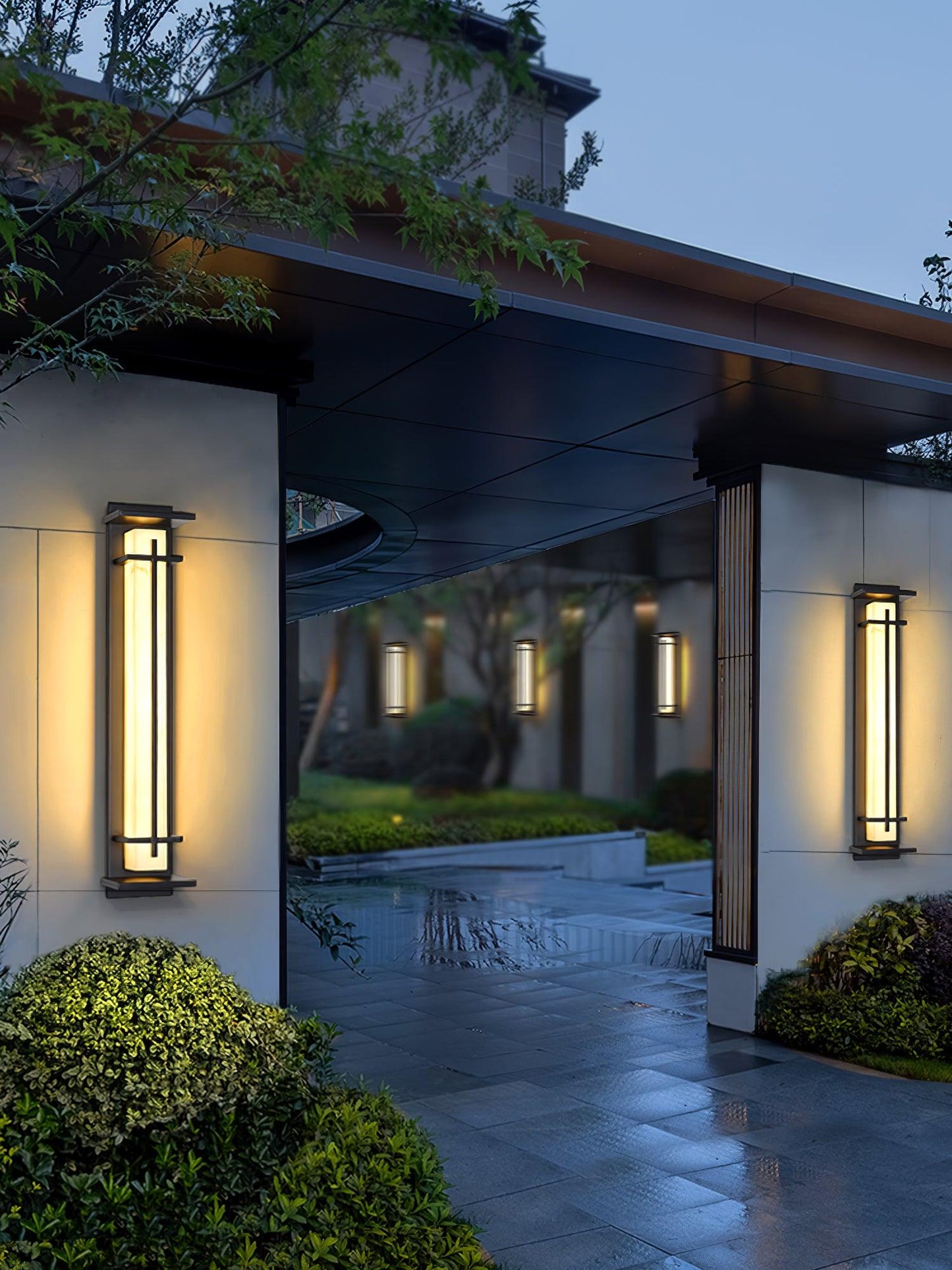 Moderne Buitenlamp met Marmerlook & RVS – IP65 LED Wandlamp