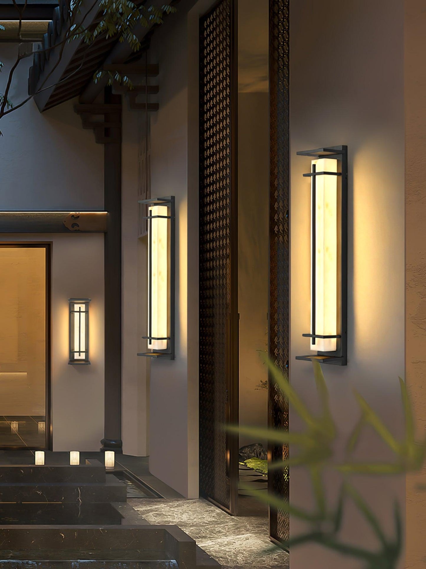 Moderne Buitenlamp met Marmerlook & RVS – IP65 LED Wandlamp