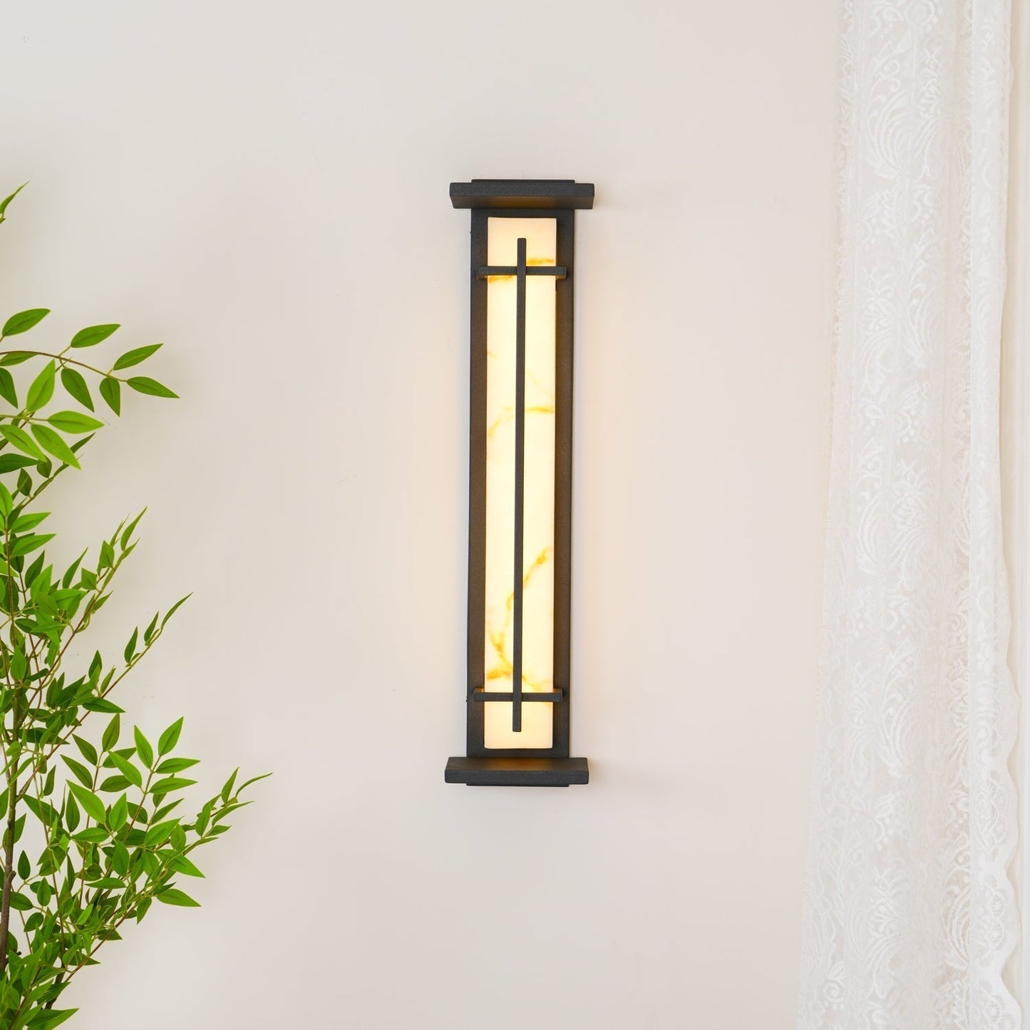 Moderne Buitenlamp met Marmerlook & RVS – IP65 LED Wandlamp