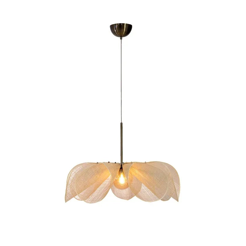 Vintage Hanglamp van Stof met Warm Witte LED – Verstelbare Kabel voor Eettafel en Slaapkamer Lamp 5