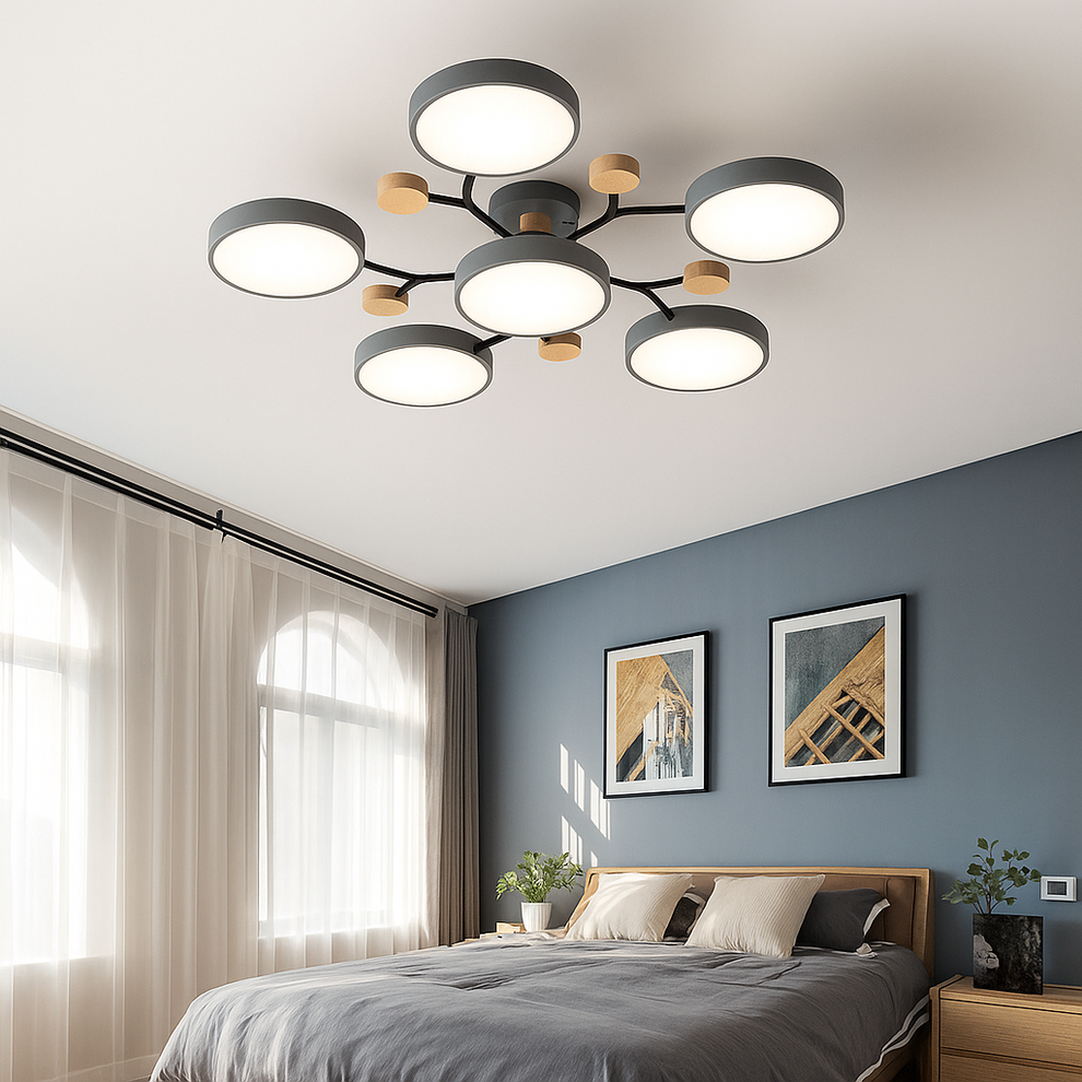 Gouden Moderne Plafondlamp 5-/6-delig – Dimbaar met Afstandsbediening | De Lampfabriek
