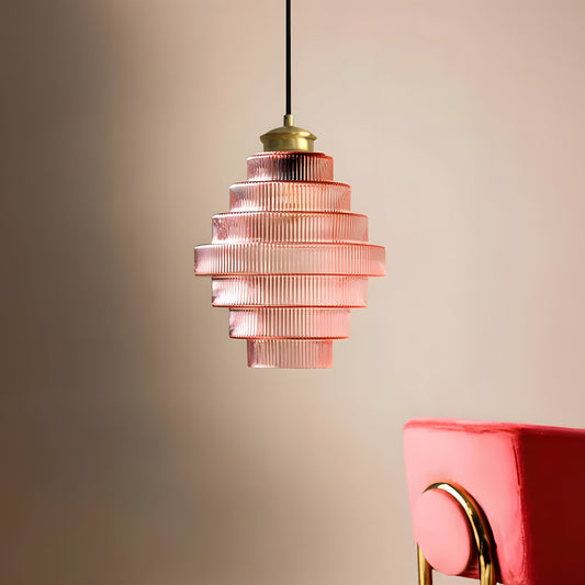 Antieke Koperen Hanglamp met Glas-in-Lood voor Woonkamer en Eetkamer - Unieke Sfeerverlichting 60 cm Hoog 1