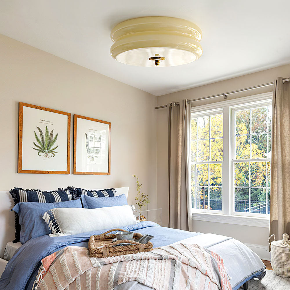 Art Deco Plafondlamp van Metaal en Glas met Ingebouwde LED Verlichting – 13 cm Hoog 0