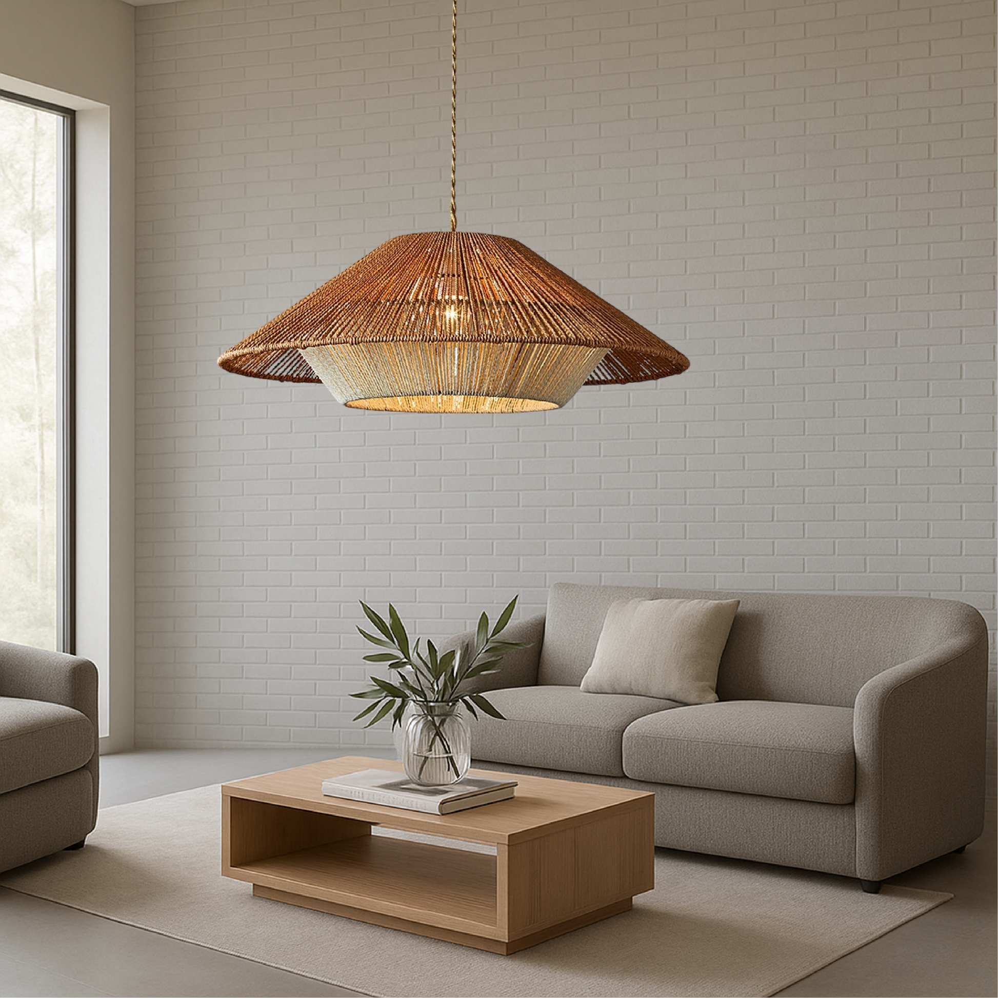 Bamboe Hanglamp met LED Verlichting – Verstelbare Hoogte voor Eetkamer of Woonkamer, Handgeweven Design 2
