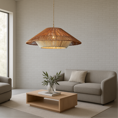 Bamboe Hanglamp met LED Verlichting – Verstelbare Hoogte voor Eetkamer of Woonkamer, Handgeweven Design 2