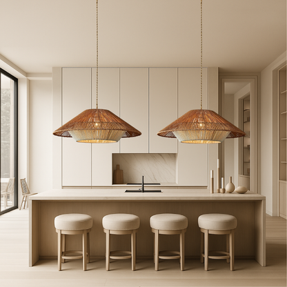 Bamboe Hanglamp met LED Verlichting – Verstelbare Hoogte voor Eetkamer of Woonkamer, Handgeweven Design 5