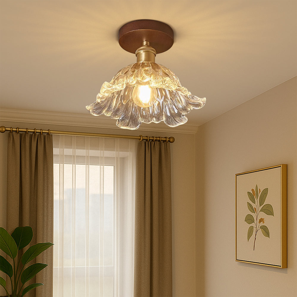 Bloemvormige LED Plafondlamp van Glas voor Slaapkamer en Woonkamer – Elegante Plafonniere met Warm Witte Verlichting 0