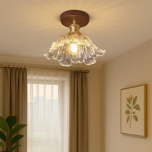 Bloemvormige LED Plafondlamp van Glas voor Slaapkamer en Woonkamer – Elegante Plafonniere met Warm Witte Verlichting 0