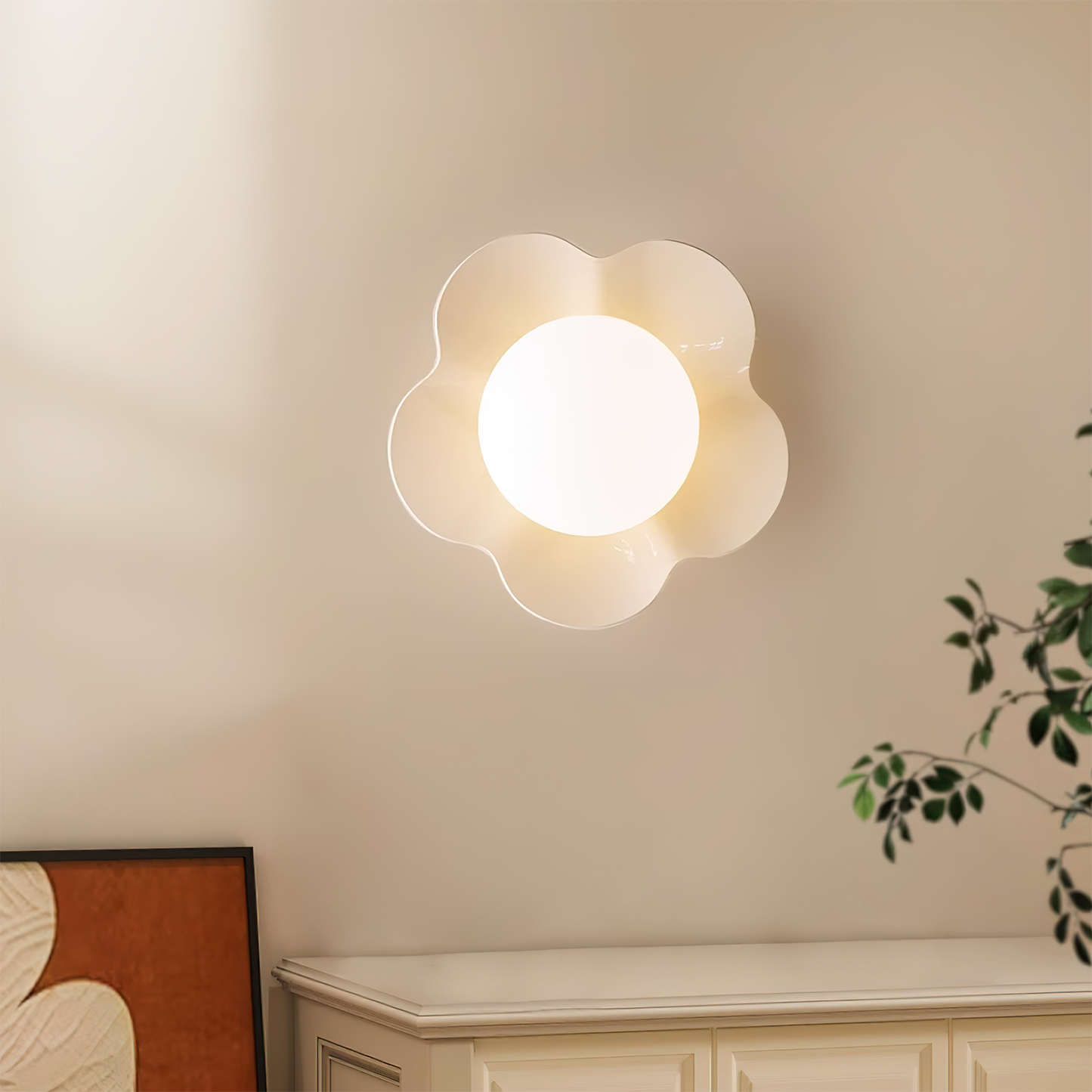 Bloemvormige Wandlamp met LED Verlichting – Verkrijgbaar in Wit, Geel en Paars voor Sfeervolle Binnenruimtes 3