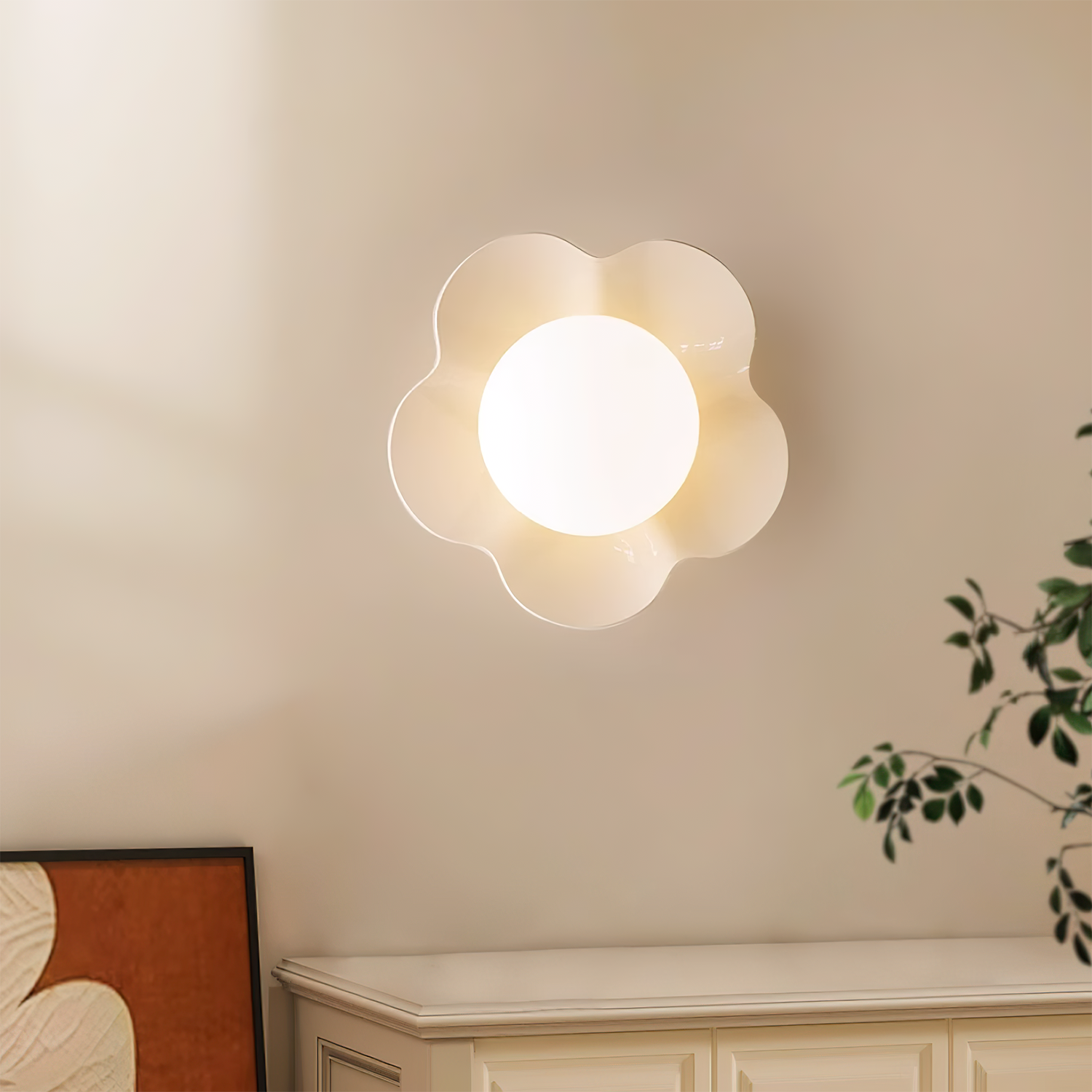 Bloemvormige Wandlamp met LED Verlichting – Verkrijgbaar in Wit, Geel en Paars voor Sfeervolle Binnenruimtes 3