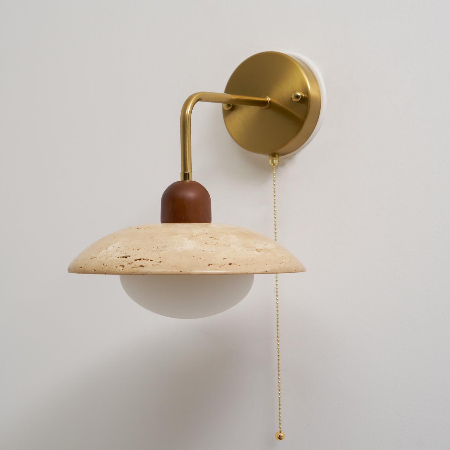 Cerozia Wandlamp van Geel Travertin met Glazen Diffuser – Elegante Muurlamp voor Binnen, Modern en Tijdloos Design 3