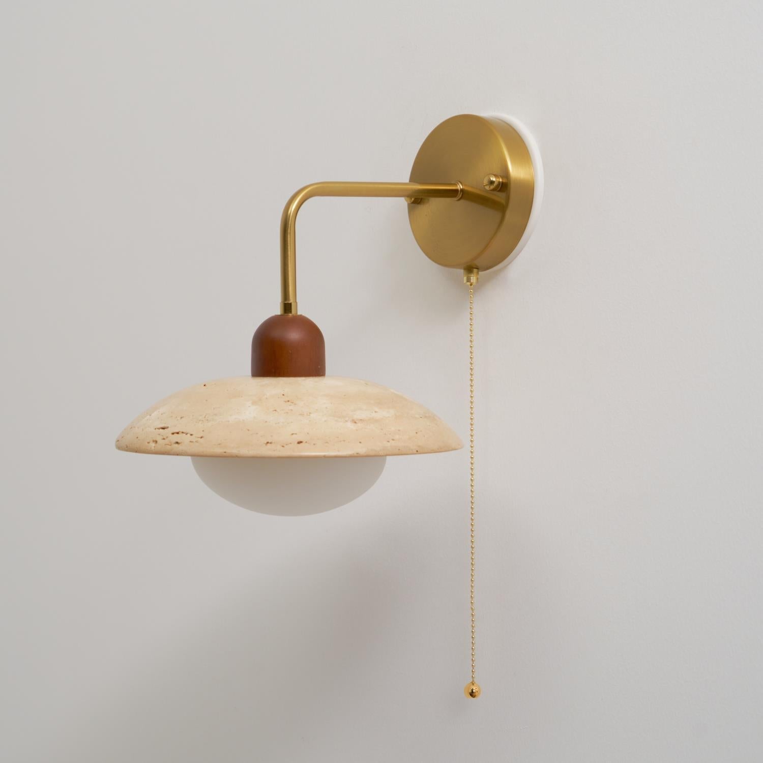 Cerozia Wandlamp van Geel Travertin met Glazen Diffuser – Elegante Muurlamp voor Binnen, Modern en Tijdloos Design 4