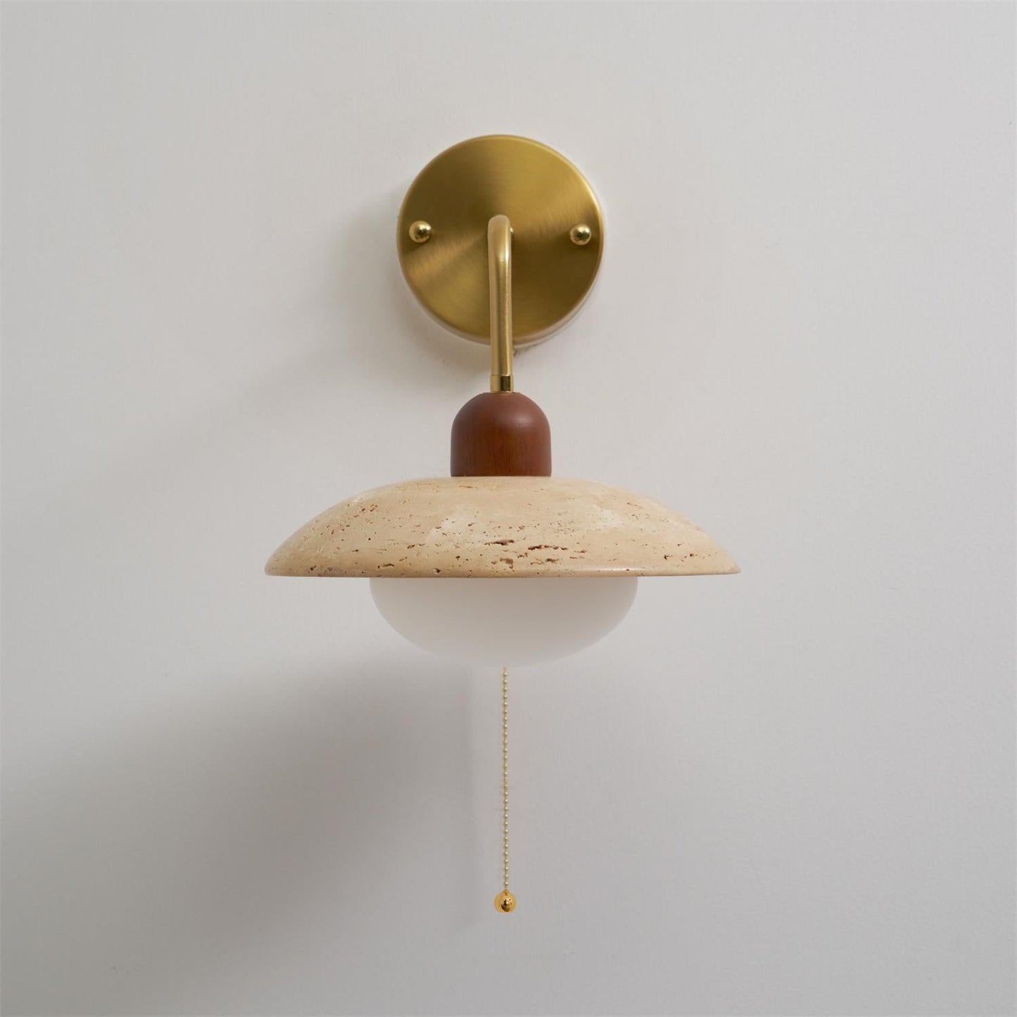 Cerozia Wandlamp van Geel Travertin met Glazen Diffuser – Elegante Muurlamp voor Binnen, Modern en Tijdloos Design 6