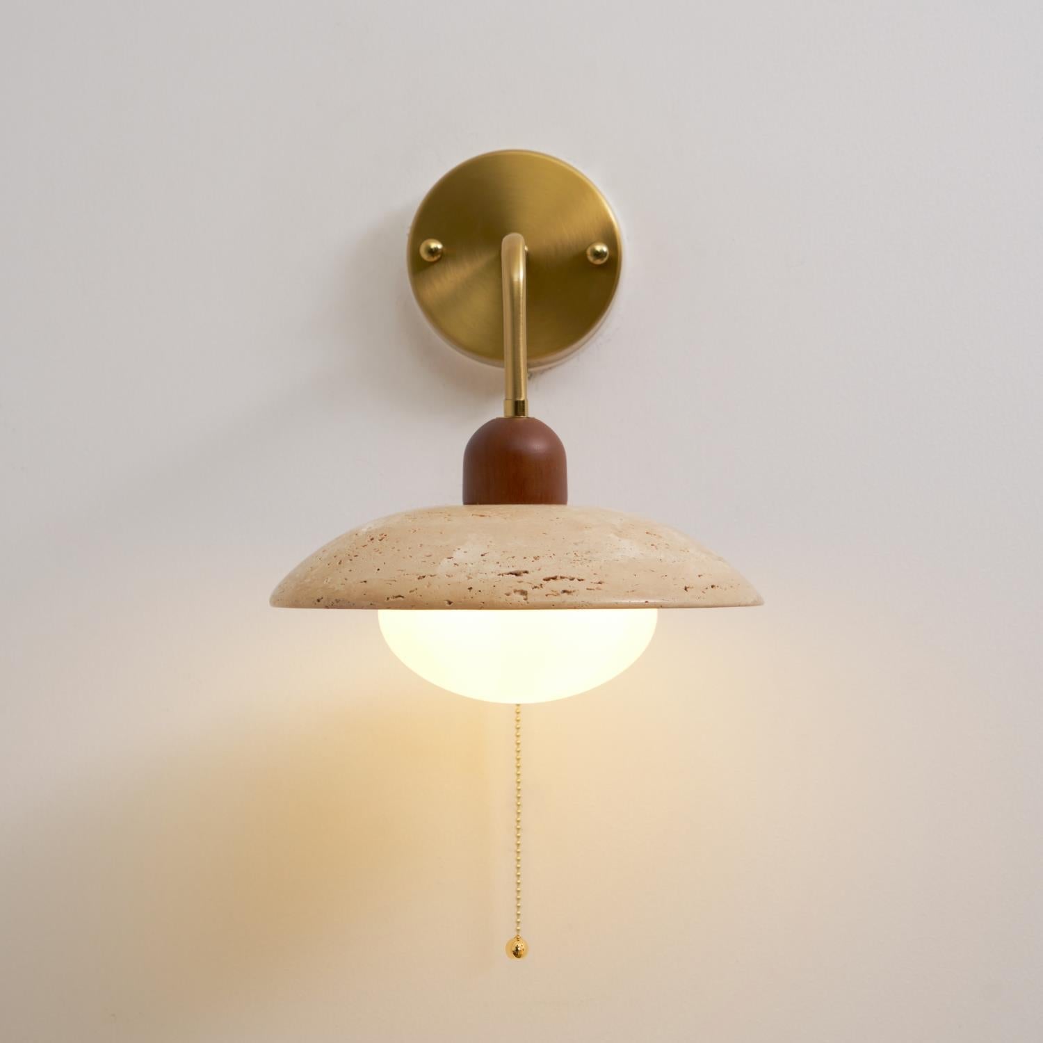 Cerozia Wandlamp van Geel Travertin met Glazen Diffuser – Elegante Muurlamp voor Binnen, Modern en Tijdloos Design 7