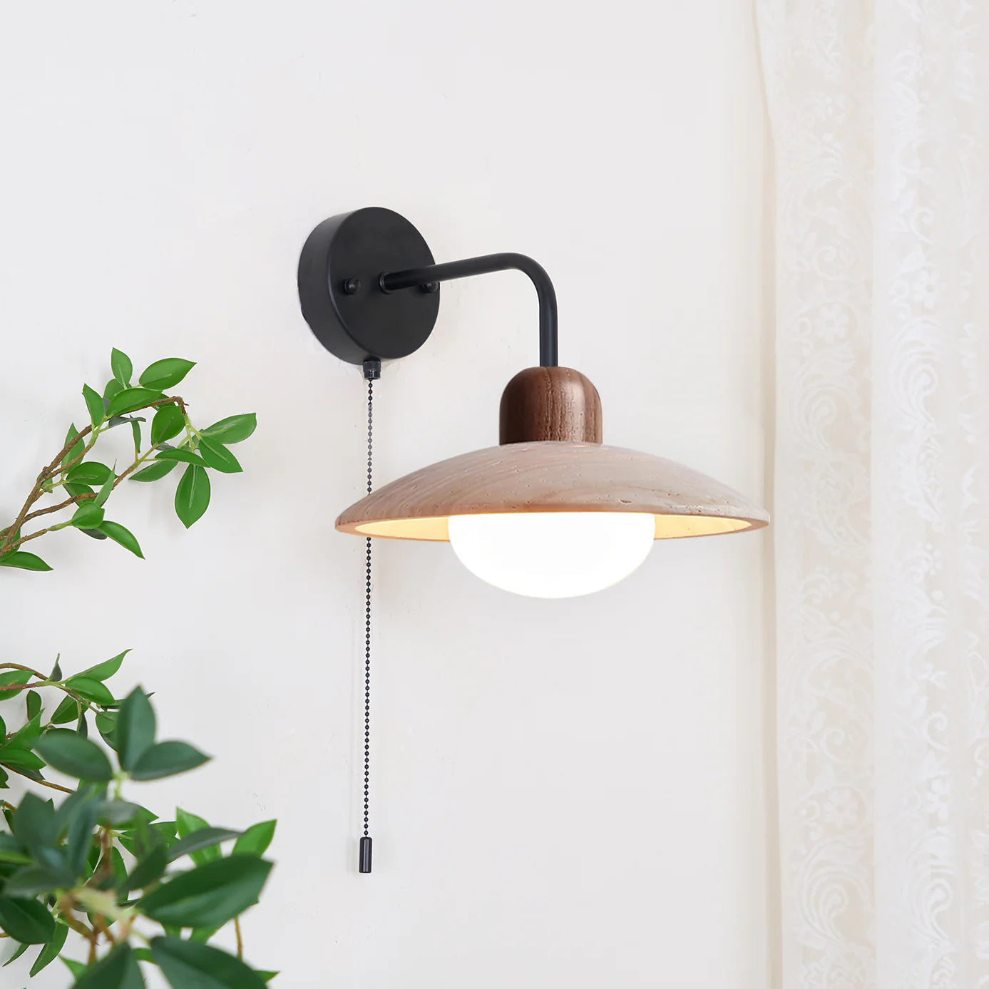 Cerozia Wandlamp van Geel Travertin met Glazen Diffuser – Elegante Muurlamp voor Binnen, Modern en Tijdloos Design 9
