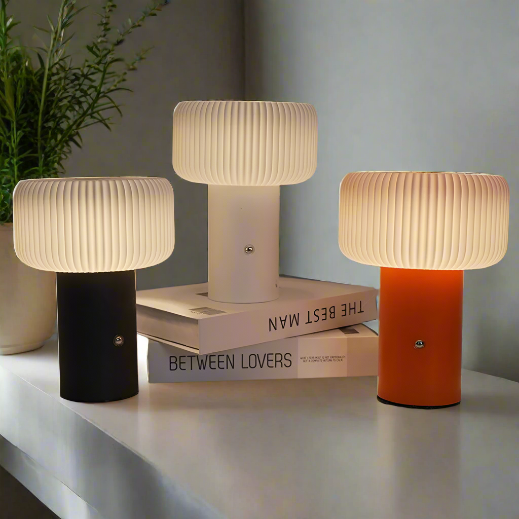 Draadloze Tafellamp met Dimbare Lichtopties en Uniek Paddenstoeldesign - Oplaadbare en Op Batterijen, Perfect als Nachtkast Lampje 6