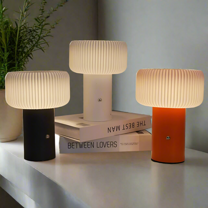 Draadloze Tafellamp met Dimbare Lichtopties en Uniek Paddenstoeldesign - Oplaadbare en Op Batterijen, Perfect als Nachtkast Lampje 6