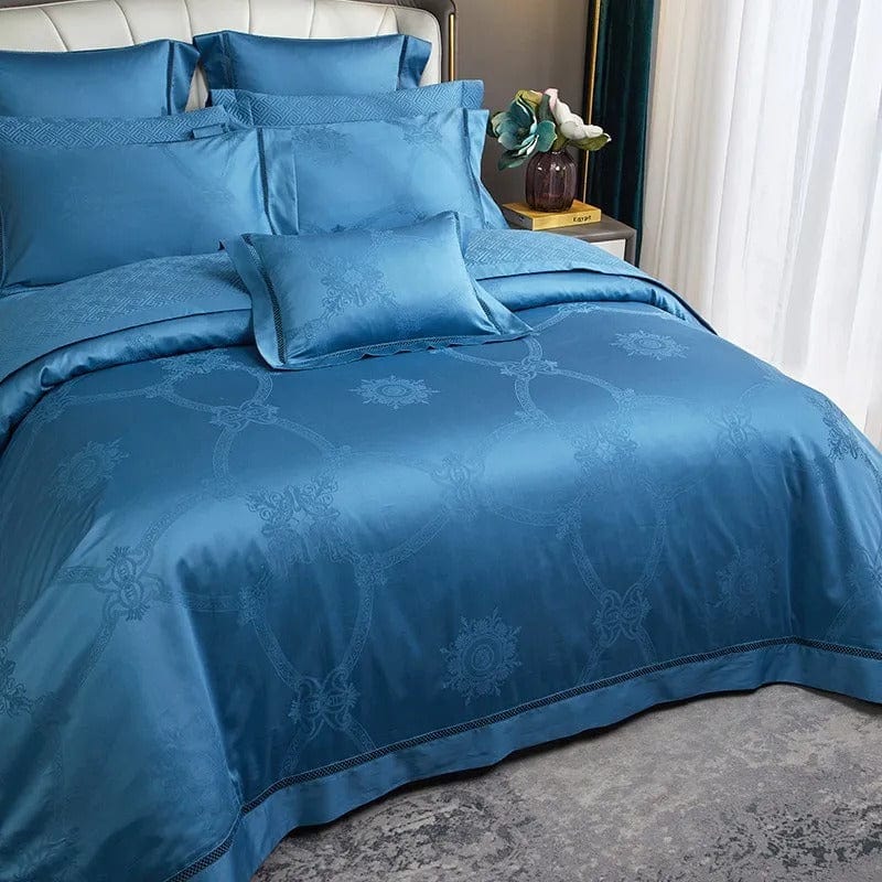 Elegante Blauw Dekbedovertrekset van 100% Egyptisch Katoen – 200 x 230 cm, Luxe en Ademend voor Comfortabel Slapen 2