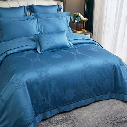 Elegante Blauw Dekbedovertrekset van 100% Egyptisch Katoen – 200 x 230 cm, Luxe en Ademend voor Comfortabel Slapen 2