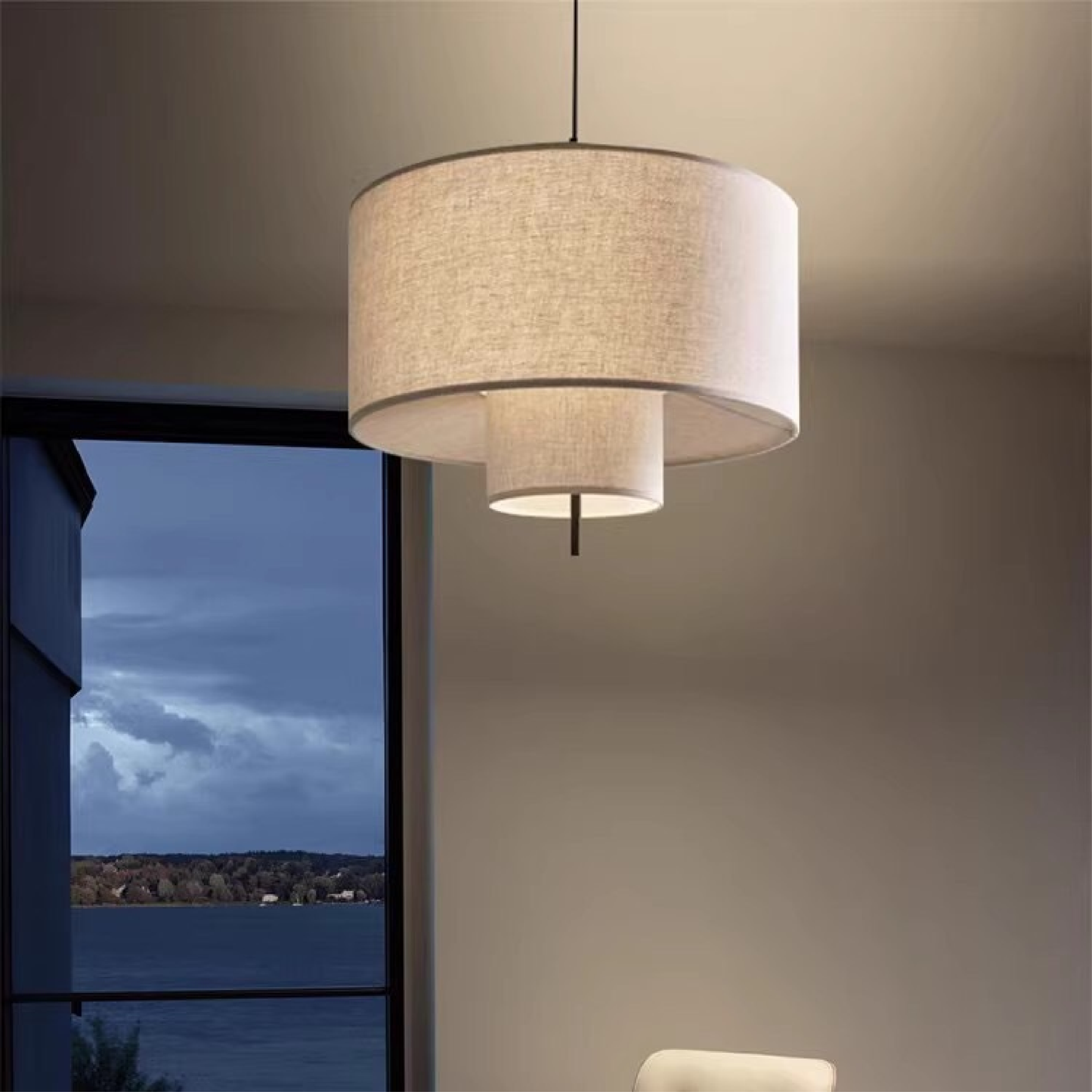 Elegante Zijden Hanglamp met Verstelbare Hoogte voor Woonkamer en Eetkamer – Warm Witte LED Verlichting, Diameter 40-60 cm 1