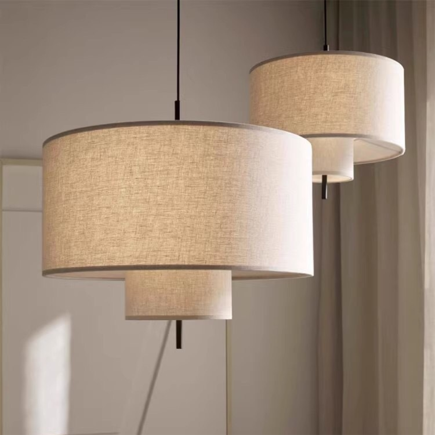 Elegante Zijden Hanglamp met Verstelbare Hoogte voor Woonkamer en Eetkamer – Warm Witte LED Verlichting, Diameter 40-60 cm 3