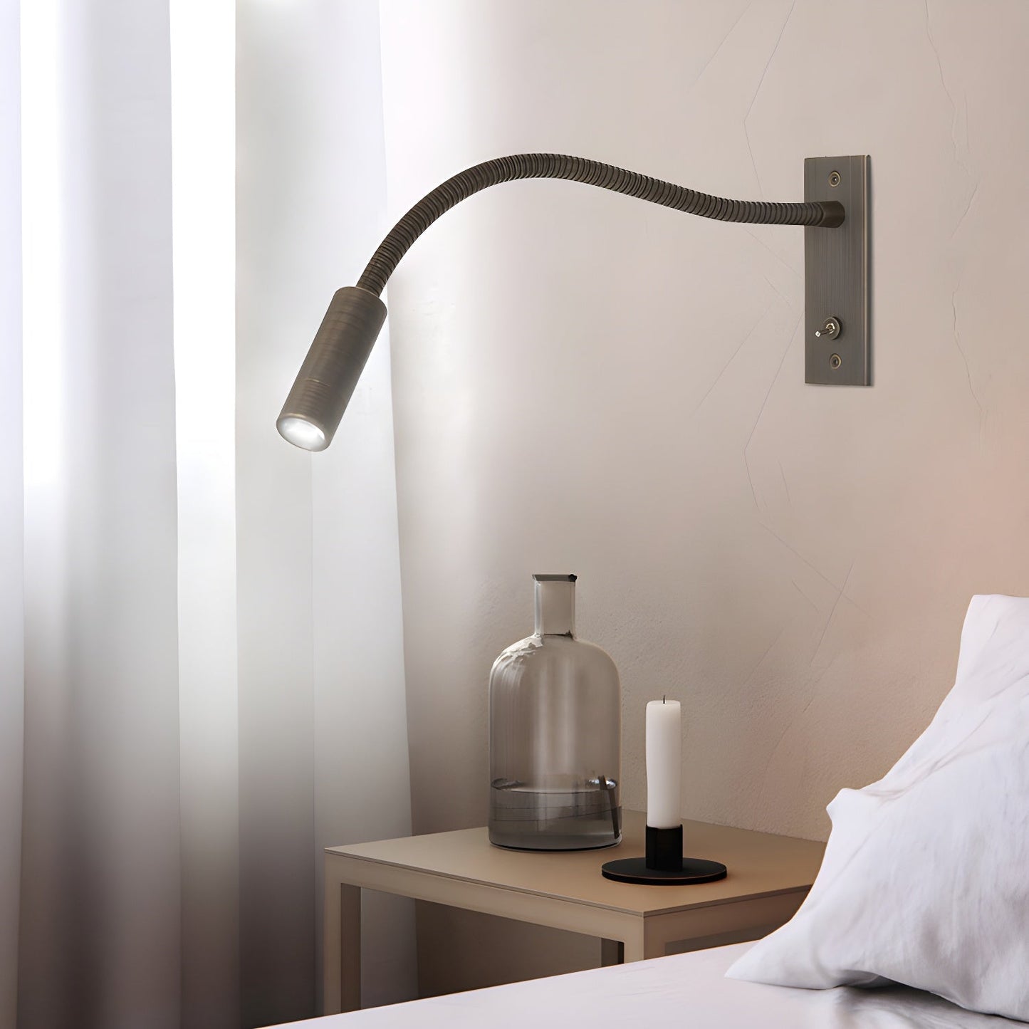 Flexibele Zwarte Wandlamp met LED en Gooseneck voor Slaapkamer en Werkruimte – Ideaal als Muurlamp 3