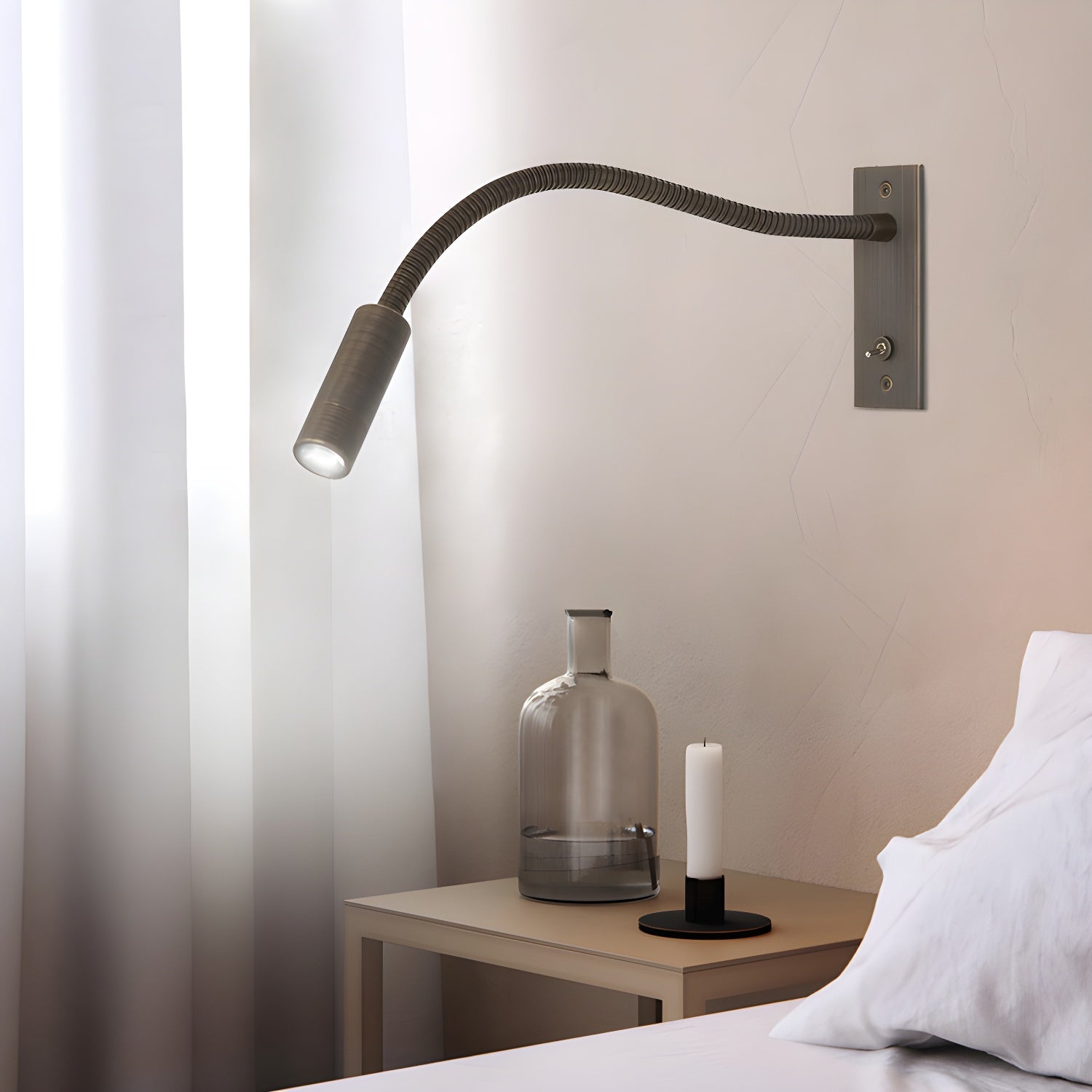 Flexibele Zwarte Wandlamp met LED en Gooseneck voor Slaapkamer en Werkruimte – Ideaal als Muurlamp 3