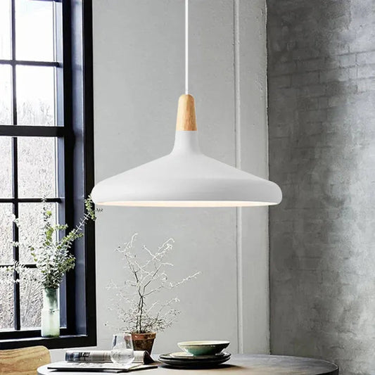 Gekleurde Hanglamp van Aluminium en Hout – Conisch Ontwerp van 18 cm 0